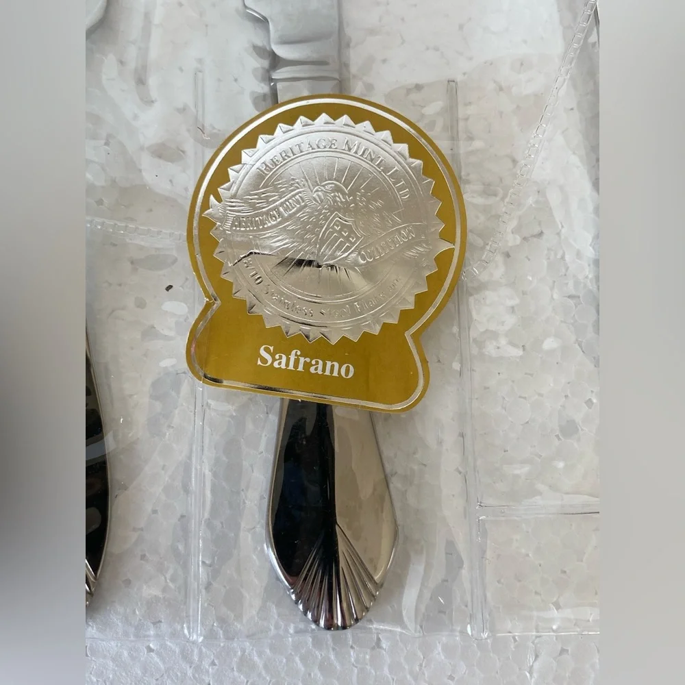 Heritage Mint Safrano Glossy Stainless Serving Set Flatware 3 Pc Specialty NEW